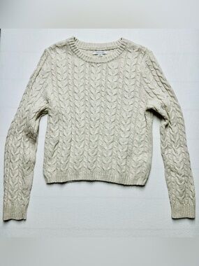 American Eagle Cable Knit Crewneck Sweater Women’s Large Cream Ivory